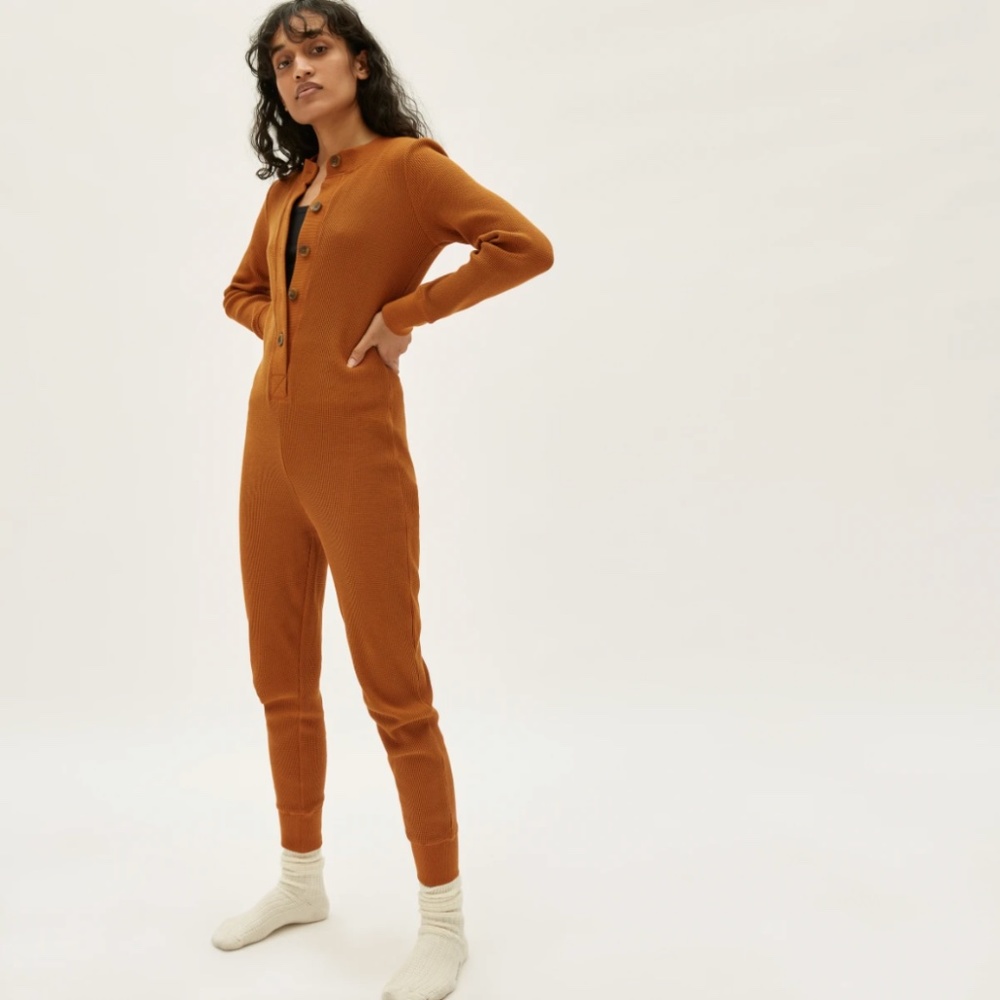 The Waffle-Knit Onesie Dark Honey - Everlane